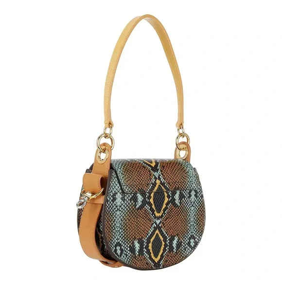 NEW Chloé Tess Small Snake-Embossed Leather Shoulder Bag - Picture 5 of 10